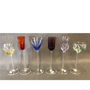 Bombay Cordial Glasses Set Of 6 Multi Color Blue Green Yellow Purple Red